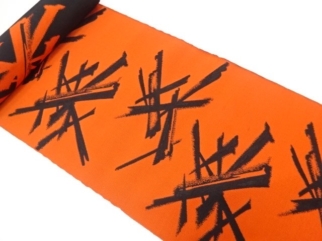 JAPANESE KIMONO / ANTIQUE BOLT FOR HASSUN OBI / WOVEN ABSTRACT PATTERN